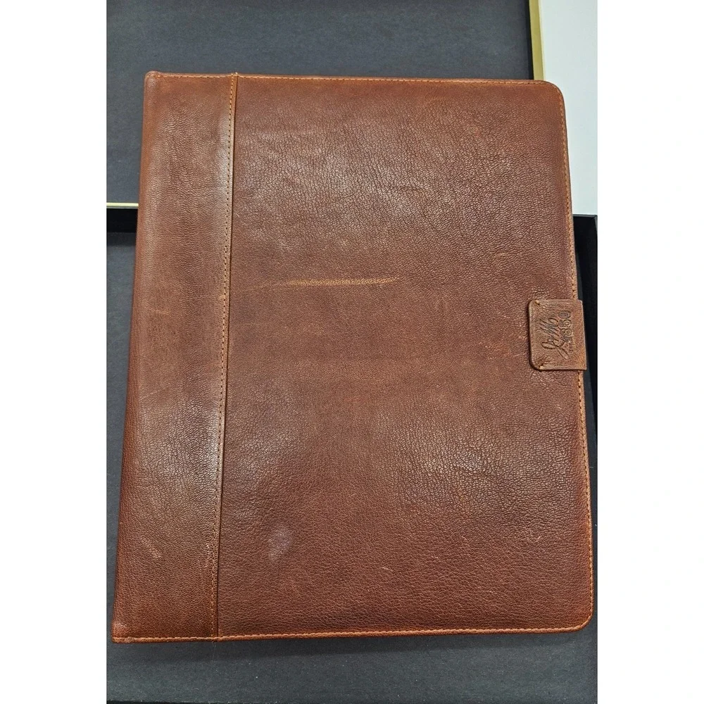 Johnston & Murphy J&M 1850‎ Brown Leather Portfolio Padfolio Organizer Striped